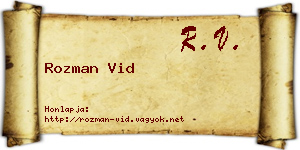 Rozman Vid névjegykártya